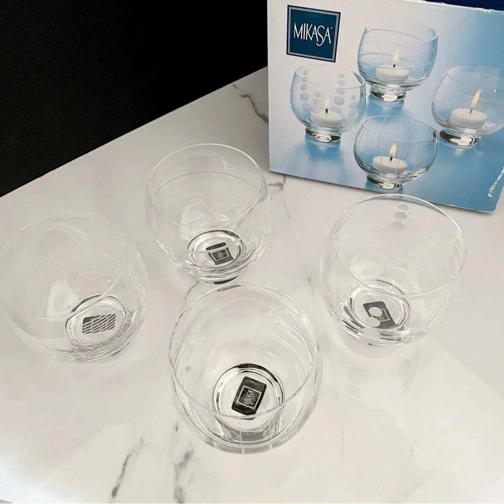 SET of 4 Cheers Footed Votive Holders by Mikasa